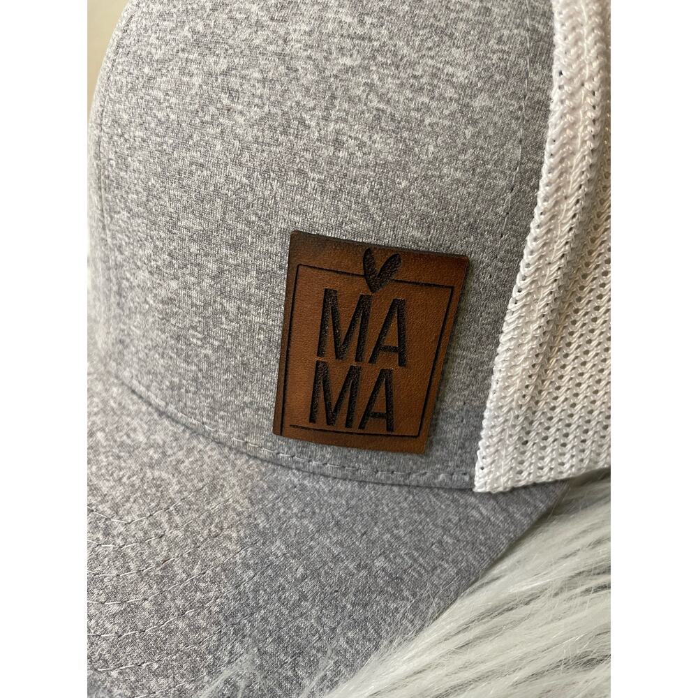 MAMA Women’s Trucker Hat flex fit no pony holder light gray beach lake hat